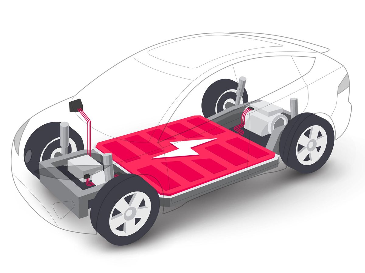 说明透明汽车与红色电池和电压标志