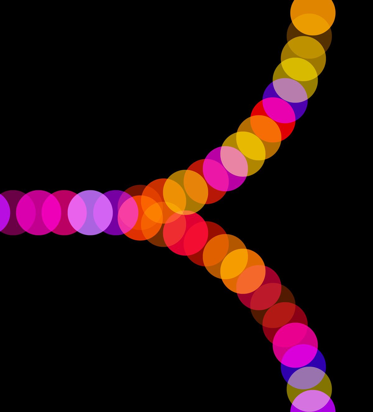 彩色圆圈向两个方向分裂的图像。