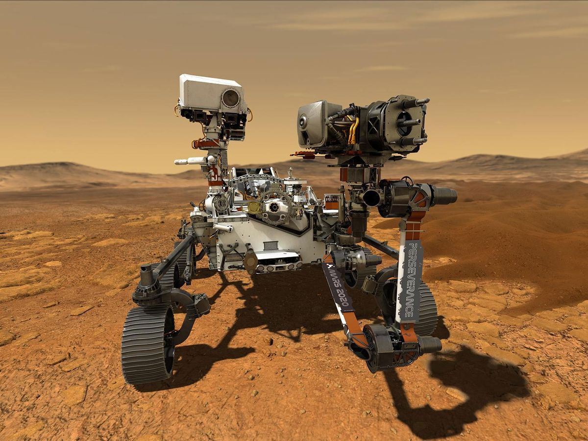 火星毅力漫游者的图像与科学仪器上延伸的机械臂